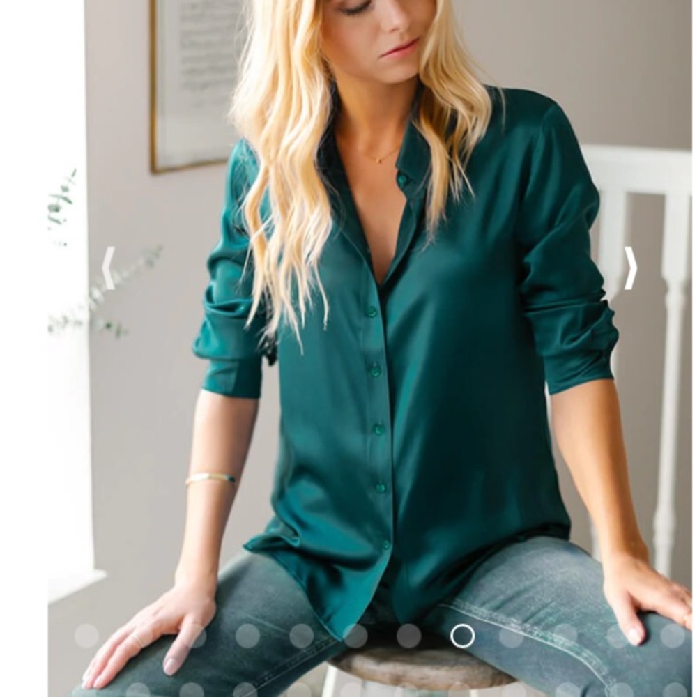 Ravella Monaco Silk Blouse in Emerald Green